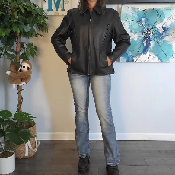 FIRST CLASSICS Heavy Leather Biker Jacket XL